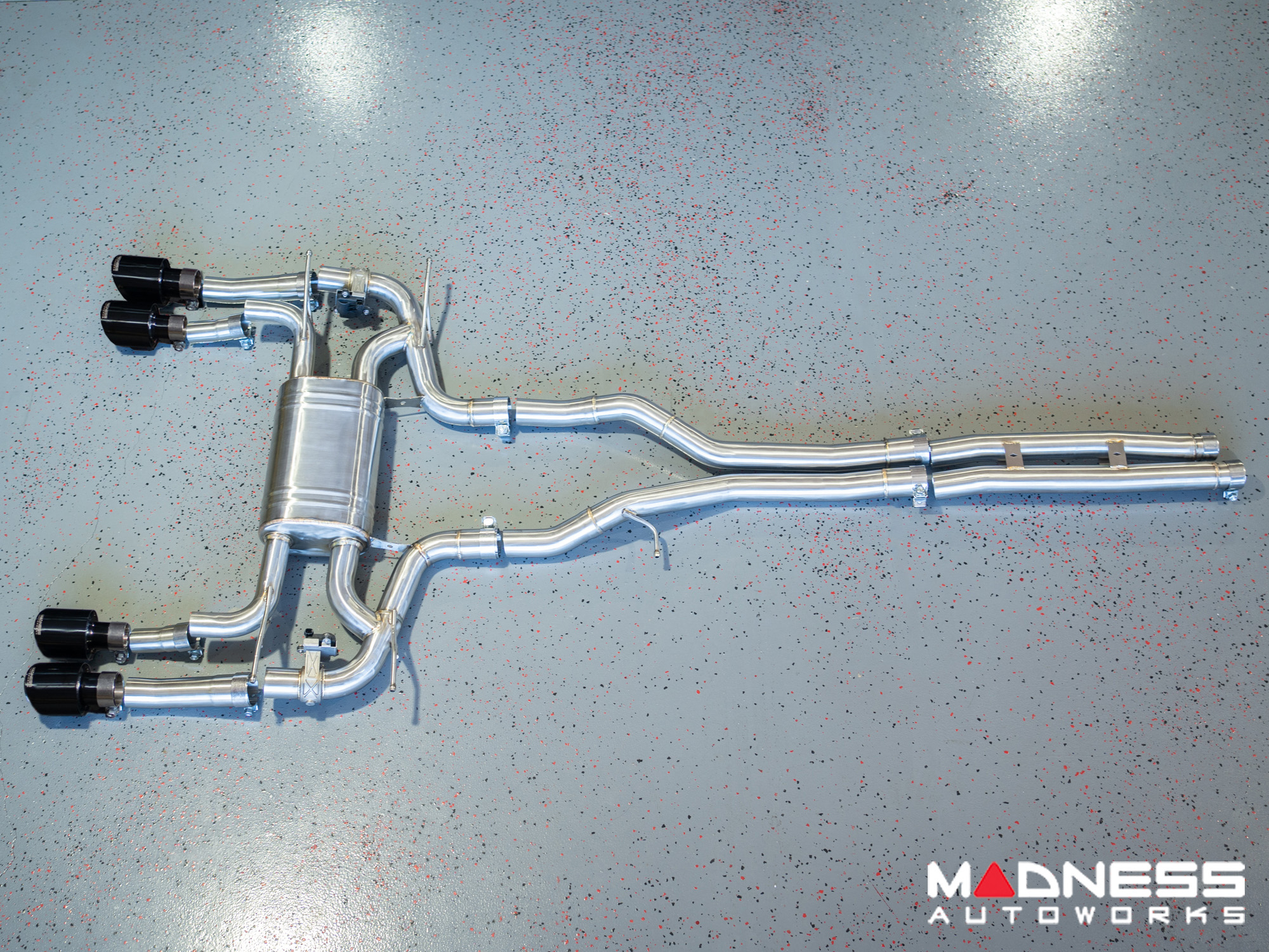 Jaguar F-TYPE Performance Exhaust System - MADNESS - 3.0L V6 - Dual Side Exit - Electronic Valve Design - Black Chrome Exhaust Tips